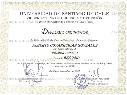 1° lugar nacional en conocimientos de biología